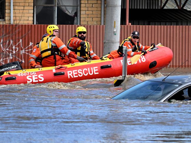 The Maribyrnong River peaked at 4.21m during the flood. Picture: William West