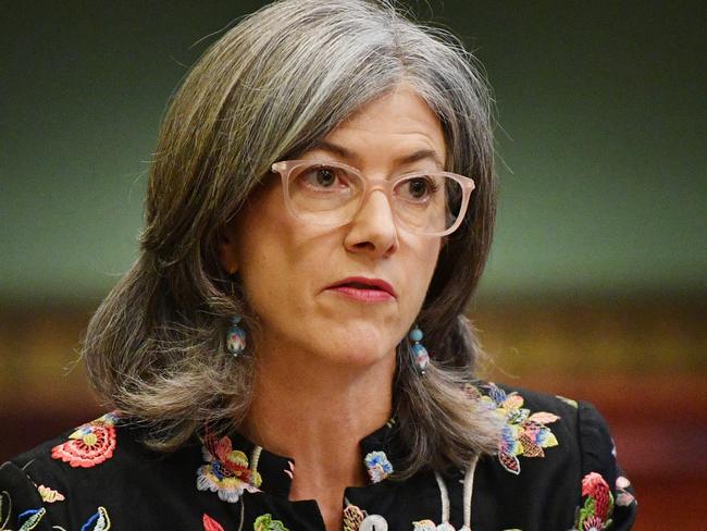 South Australian Chief Public Health Officer Dr Nicola Spurrier is seen during question time at the Old South Australian Parliament in Adelaide. Thursday, April 23, 2020. The COVID19 committee is hearing evidence from heath leaders and senior Parliamentarians.  (AAP Image/David Mariuz) NO ARCHIVING