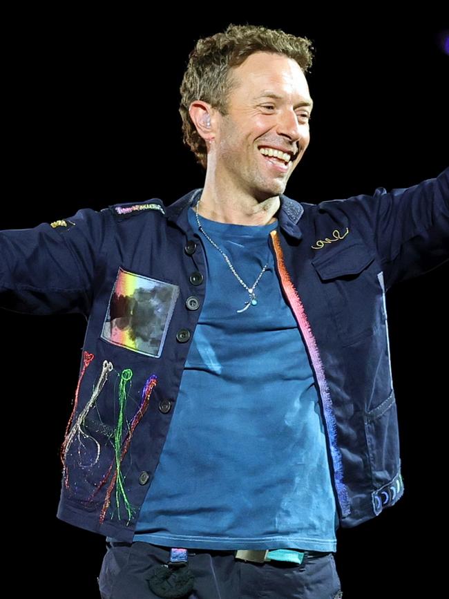 Chris Martin of Coldplay gave his ex-fiancee, Dakota Johnson, a shoutout during his Las Vegas concert on the weekend. Picture: Ethan Miller/Getty Images