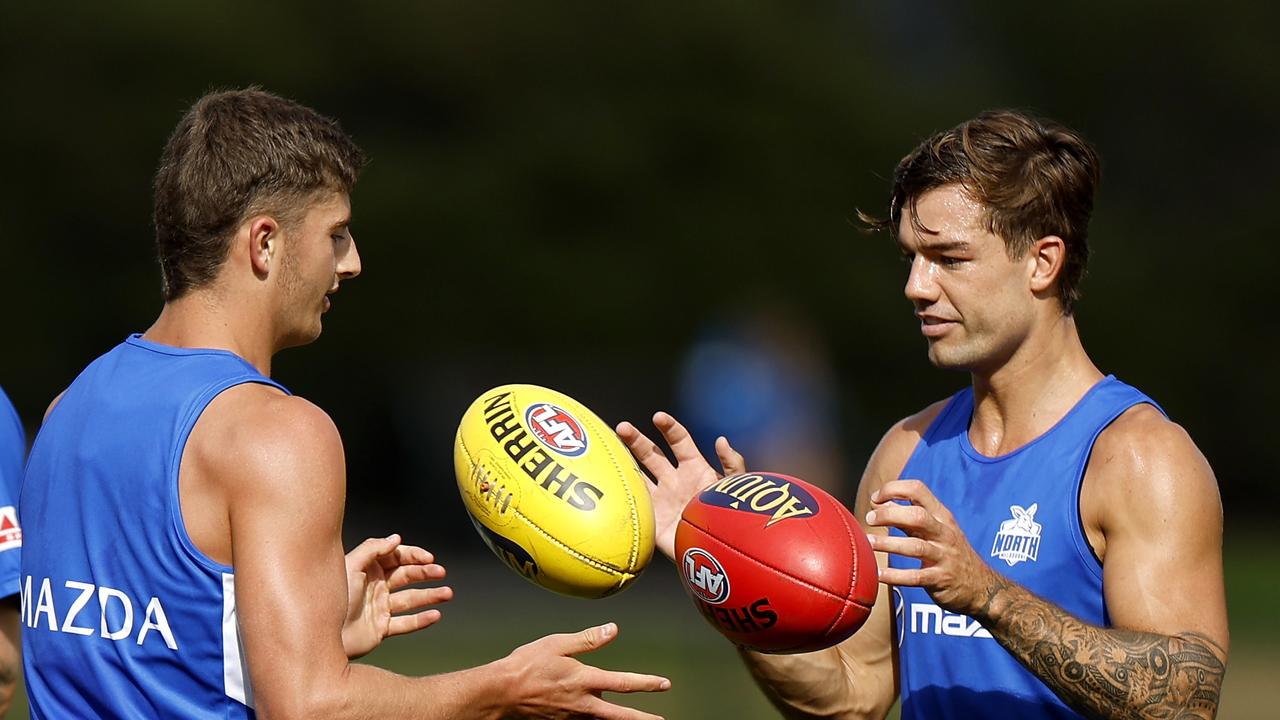 Jy Simpkin (right) was appointed as Roos co-captain. Picture: Getty Images