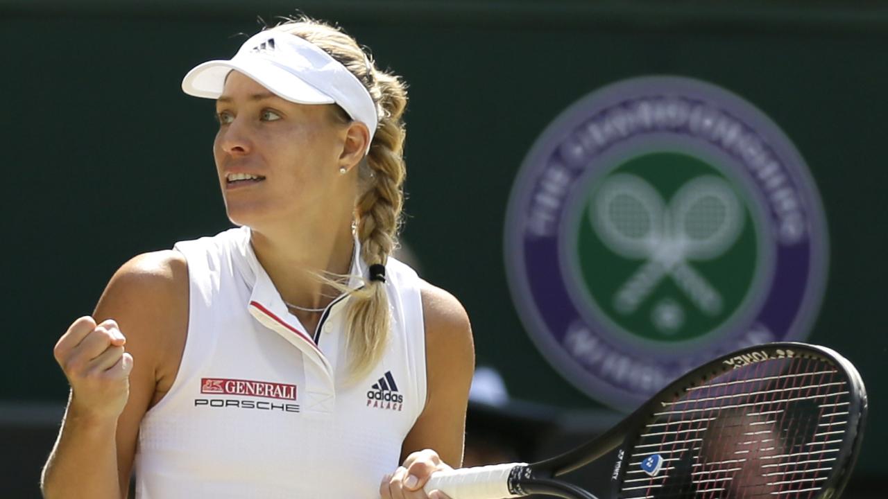 Angelique Kerber celebrates her win over Jelena Ostapenko on Thursday.