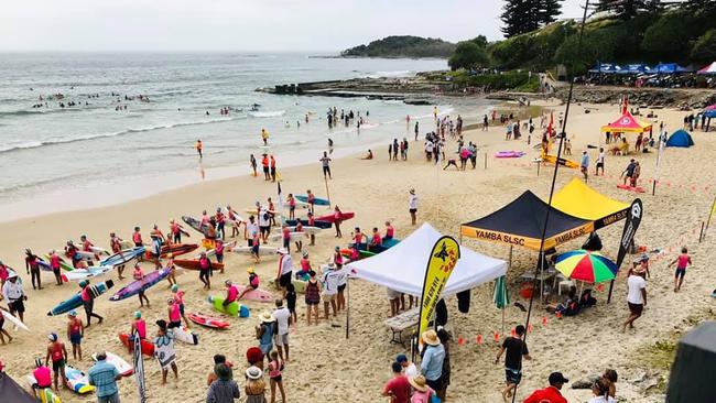 A competition between Surf Life Saving Clubs at Yamba last year.