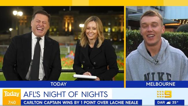 Karl Stefanovic has a laugh on the Today Show. Photo: Twitter, @TheTodayShow.