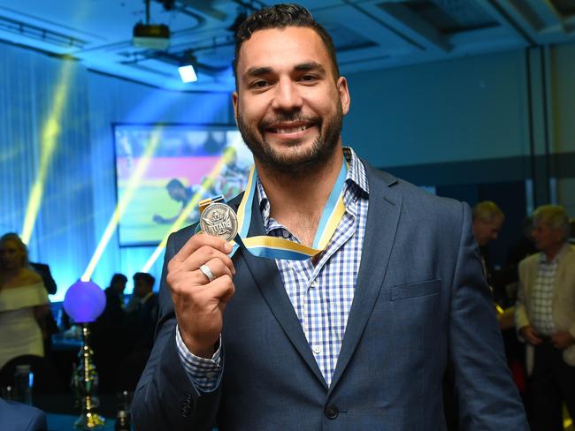 Gold Coast Titans forward Ryan James with 2018 Paul Broughton Medal. Photo: Gold Coast Titans