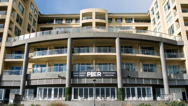 The Glenelg Pier Hotel bar and restaurants have been closed following the collapse of operator Entertainment Venues Australia. Picture: The Advertiser/ Morgan Sette