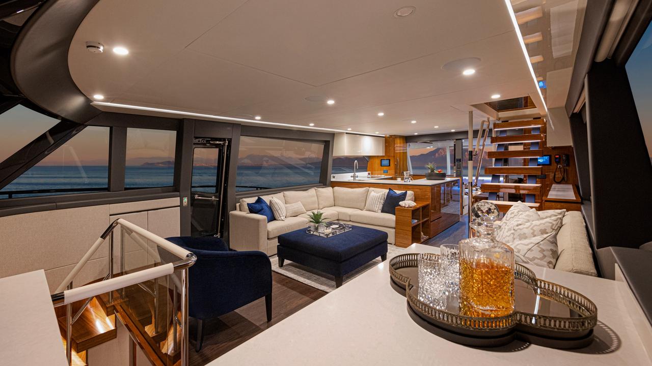 The superyacht has three levels, three bedrooms, four state rooms and can sleep up to eight people.