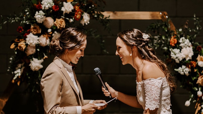 Frances Garcia and Amanda Way celebrate their wedding at Lightspace. Pictures: Nicola Lemmon Photography