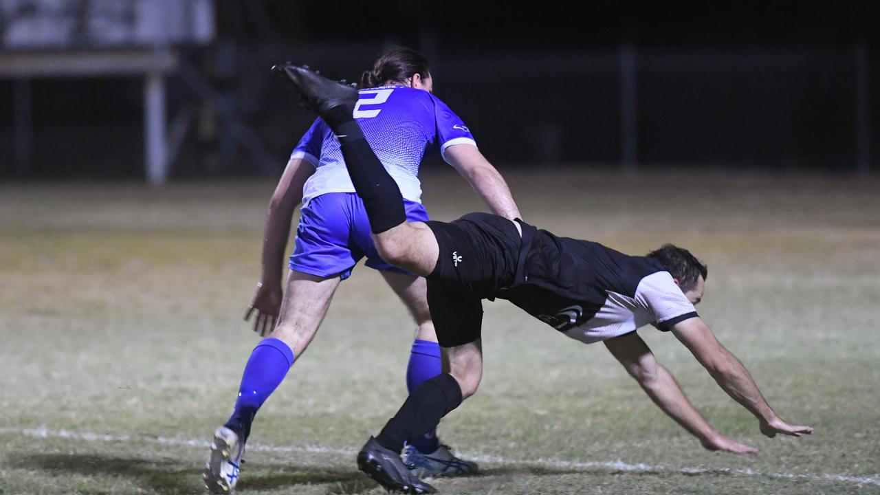 FOOTBALL CQ Premier League: Bluebirds United's Darcy Grant and Central's Garth Lawrie