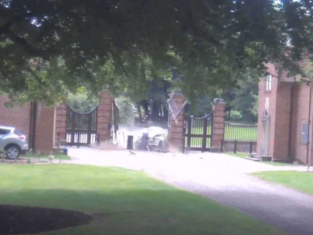 Footage showed Matthew Wootten smashing through the gate at Rishi Sunak's country house. Picture: CPS