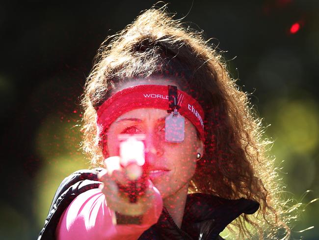 Chloe practising the shooting element of pentathlon. Picture: Phil Hillyard