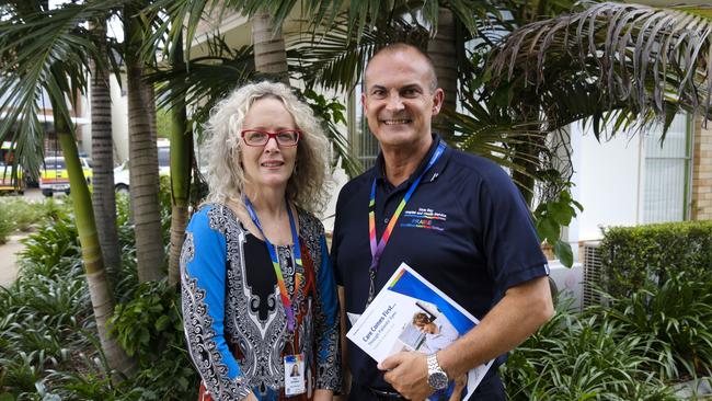 Wide Bay Hospital and Health Service board chair Peta Jamieson and the service’s former chief executive Adrian Pennington in happier times.