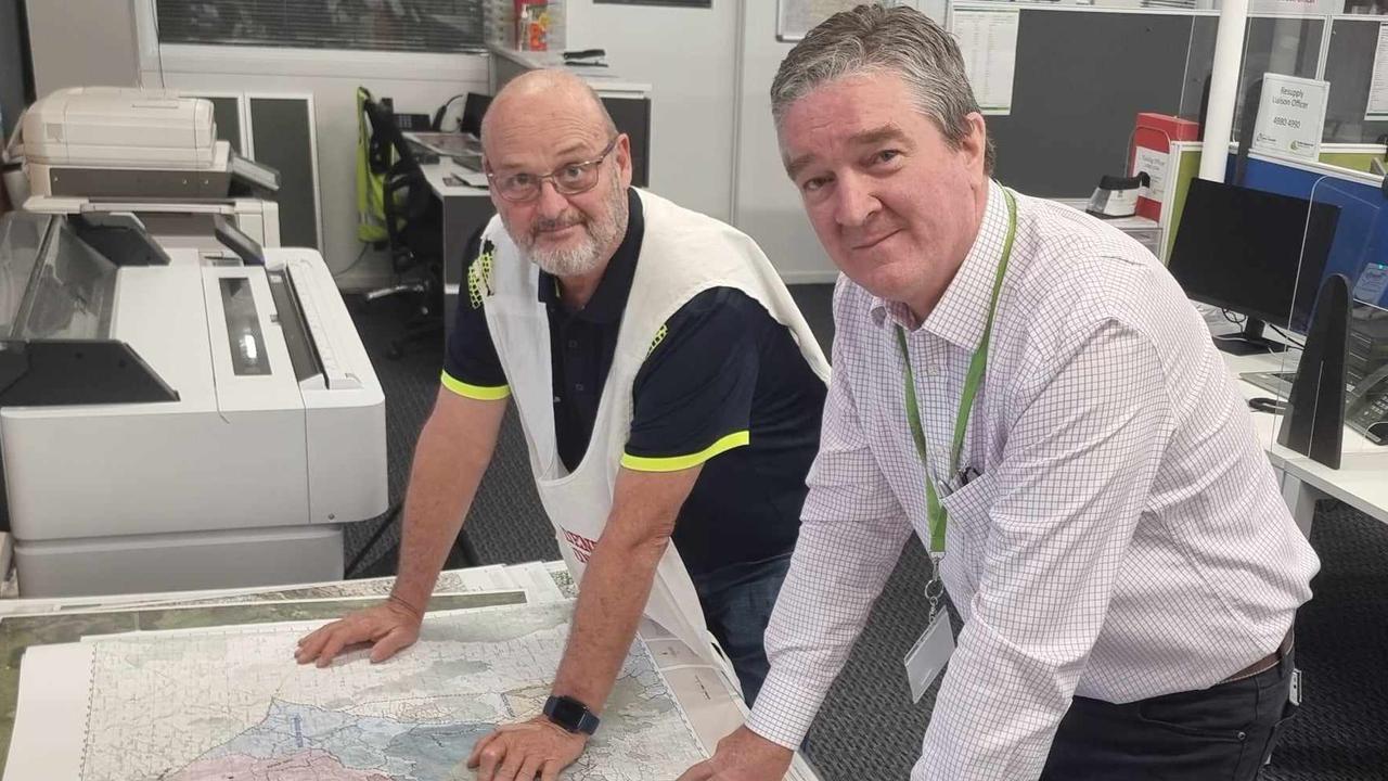 Central Highlands Regional Council Local Disaster Co-ordinator Glenn Bell and Central Highlands Regional Council Mayor Kerry Hayes.