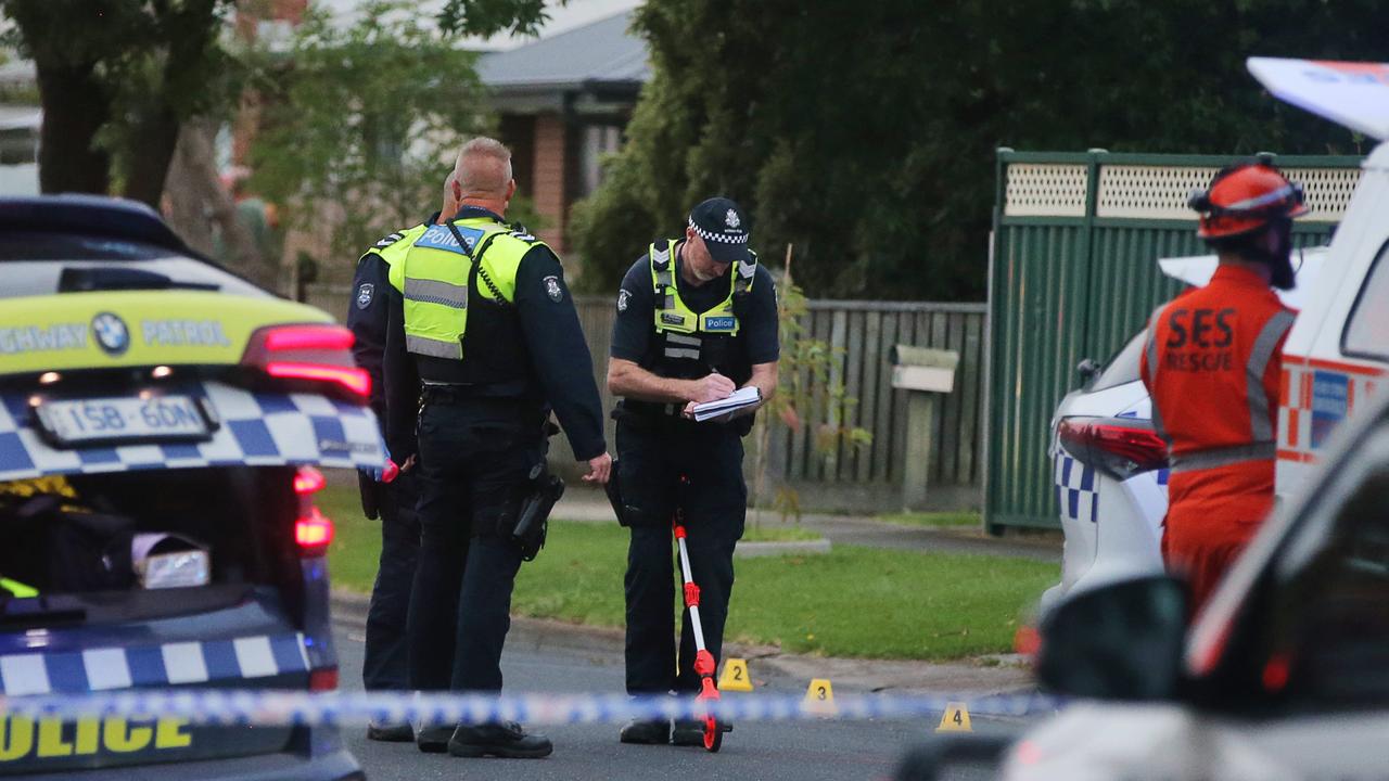 Police at the scene of a fatal scooter accident in Norlane. Picture: Alan Barber