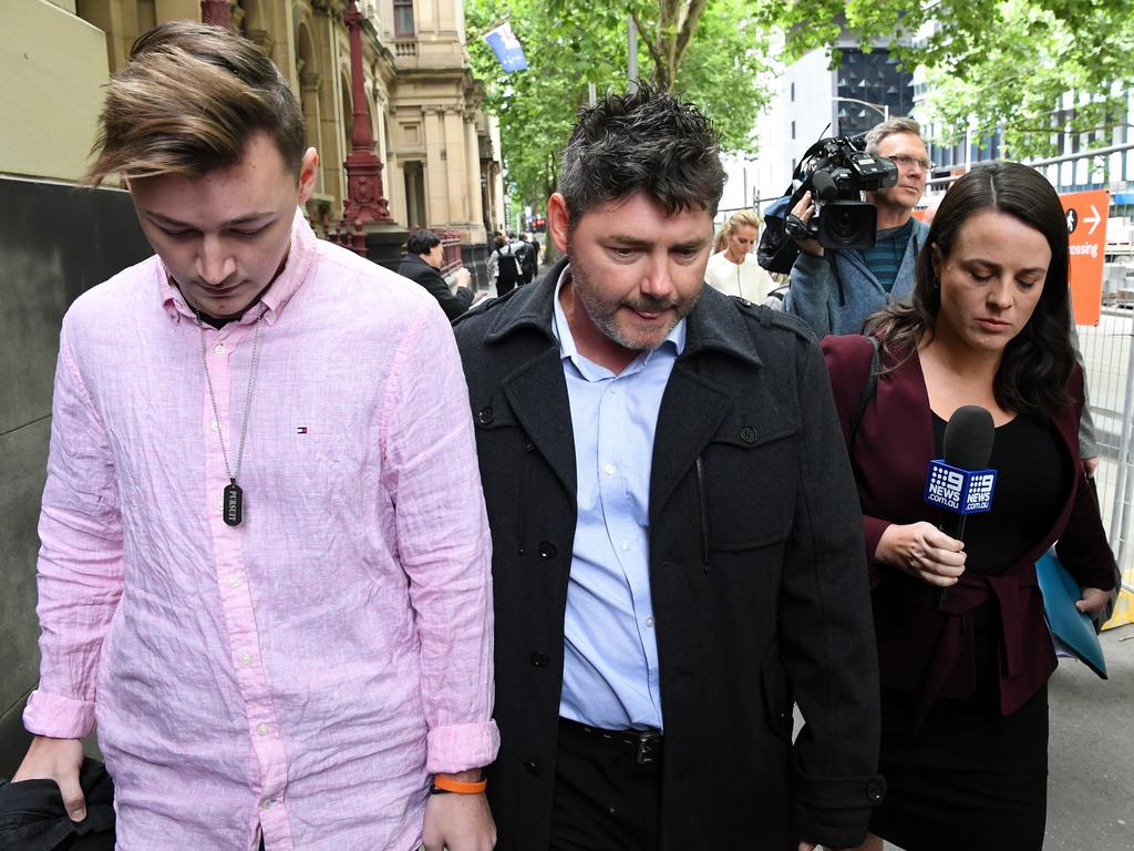 Karen Ristevski's brother Stephen Williams (centre) sat four rows in front of Sarah Ristevski in court on Friday. Picture: James Ross/AAP