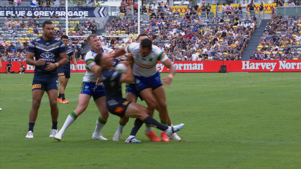 Jordan Rapana collected Scott Drinkwater.