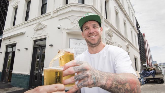 Dane Swan at his put The Albion in South Melbourne. Picture: Jason Edwards