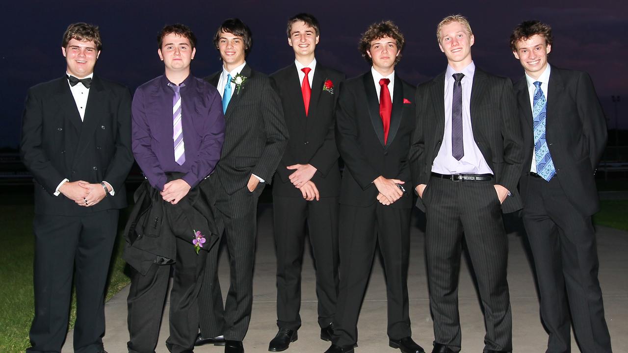 Joshua Cripps, Jeremy Edwards, Izaak Reinbott, Jack fugue, Daniel Carr-Smith, Mitchell Wagland, Sean Guy at the 2011 Kormilda College formal. Picture: SHANE EECEN / NT NEWS