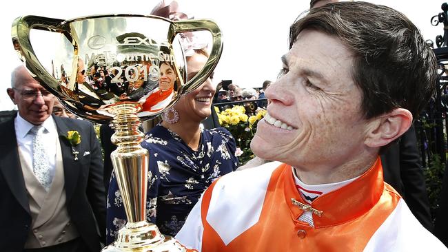 Winning jockey Craig Williams takes a long look at the 2019 Melbourne Cup. Picture: David Caird