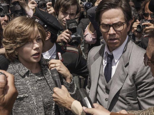 This image released by Sony - TriStar Pictures shows Michelle Williams, left, and Mark Wahlberg in a scene from "All the Money in the World." Williams was nominated for a Golden Globe for best actress in a motion picture drama for her role in the film. The 75th Golden Globe Awards will be held on Sunday, Jan. 7, 2018 on NBC. (Fabio Lovino/Sony-TriStar Pictures via AP)