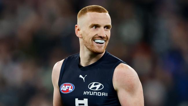 Matthew Cottrell kicked two important goals for the Blues. (Photo by Dylan Burns/AFL Photos via Getty Images)