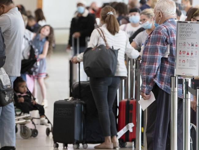 Hobart airport check in. Picture: Chris Kidd