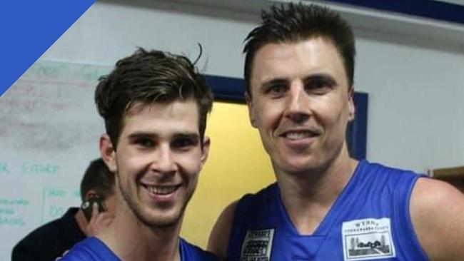 Jordan Galpin with Matthew Lloyd at Penola Football Club. Picture: Penola Football Club