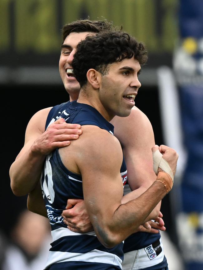 Tyson Stengle booted four goals against the Kangaroos in Hobart last year. Picture: Steve Bell/Getty Images)