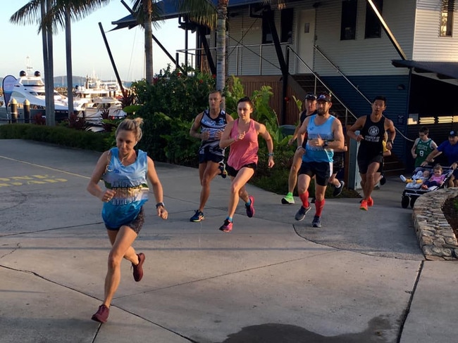 The field powers away from the start line at Airlie Beach parkrun last Saturday.