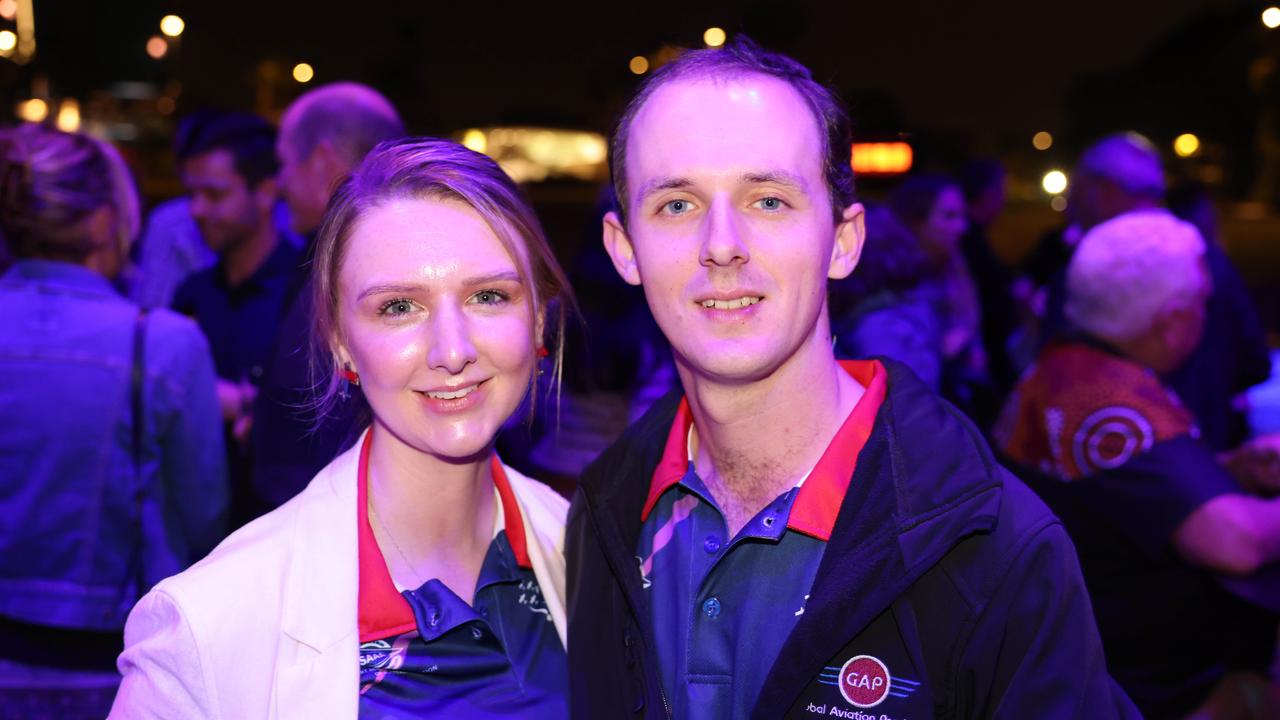 Lily Harvie and James Weightman at the Pacific Airshow Gold Coast welcome party 2024 at HOTA for Gold Coast at Large. Picture, Portia Large.