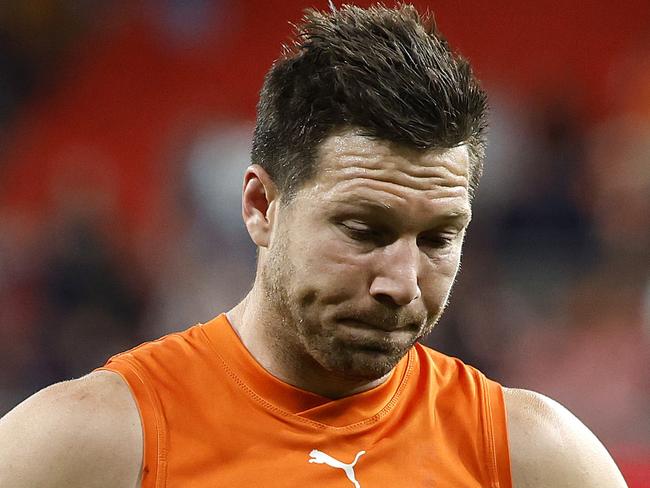 Dejected Toby Greene during the AFL Semi Final match between the GWS Giants and Brisbane Lions at Engie Stadium on September 14, 2024. Photo by Phil Hillyard(Image Supplied for Editorial Use only - **NO ON SALES** - Â©Phil Hillyard )