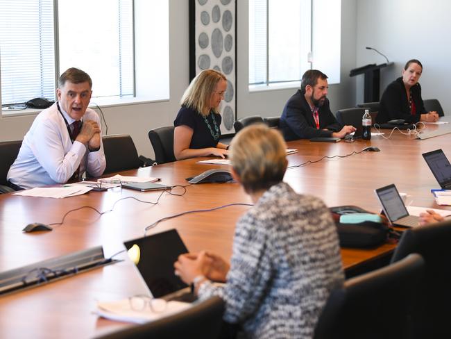 Australian Chief Medical Officer Brendan Murphy speaks to Chief Health Officers from states and territories in Canberra. Picture: AAP