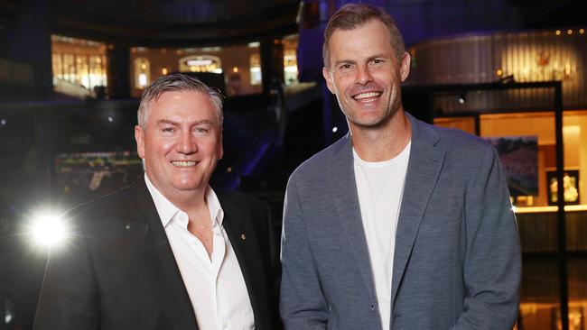 Triple M Hot Breakfast’s Eddie McGuire and Luke Darcy. Picture: David Crosling