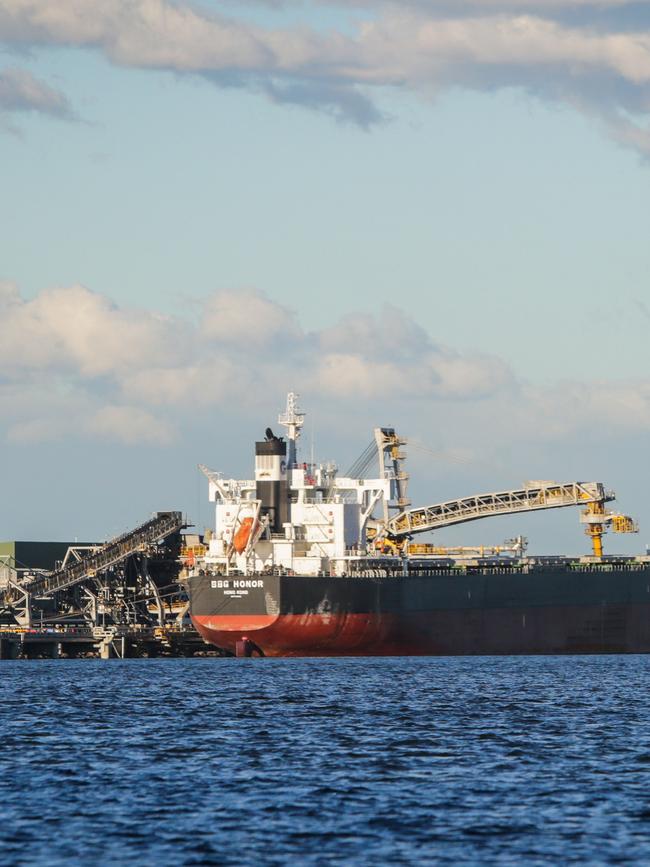 The 43,000 tonne ship anchored at Newcastle while police searched for the man.