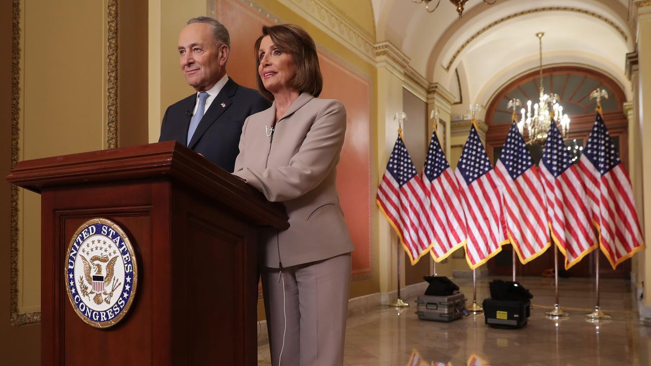 Speaker of the House Nancy Pelosi and Senate Minority Leader Charles Schumer respond to Donald Trump’s address. Picture: AFP