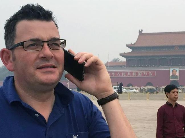 Victorian Premier Daniel Andrews in Tiananmen Square. Picture: Twitter: Lisa Tucker