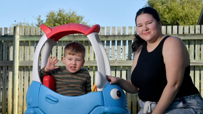 Townsville mum Katelyn Shepherd, with son Charlie Sorbello, 3, suffered a physical birth injury when she gave birth which had great impact on her life over the next 12 months.