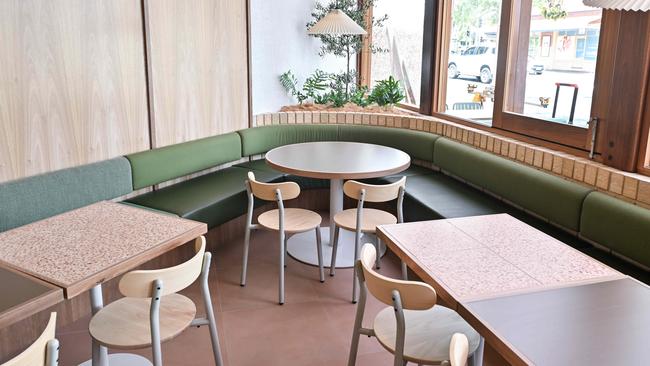 Seating inside new Italian eatery Mensa. Picture: Brenton Edwards