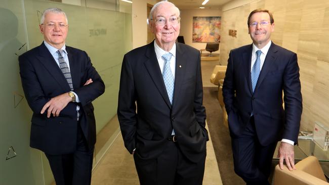 Farrel Meltzer, left, with Charles Goode and Tony Burgess. Picture: David Geraghty