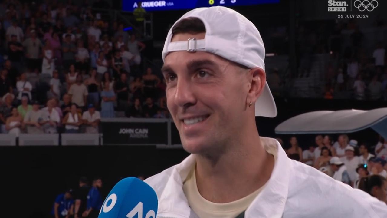 Thanasi Kokkinakis after his five-set win over Sebastian Ofner.