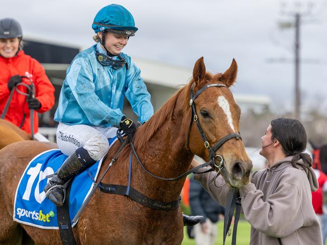 Tala Hutchinson after winning on Rockbarton Road at Gawler in June 2024. Picture: Makoto Kaneko