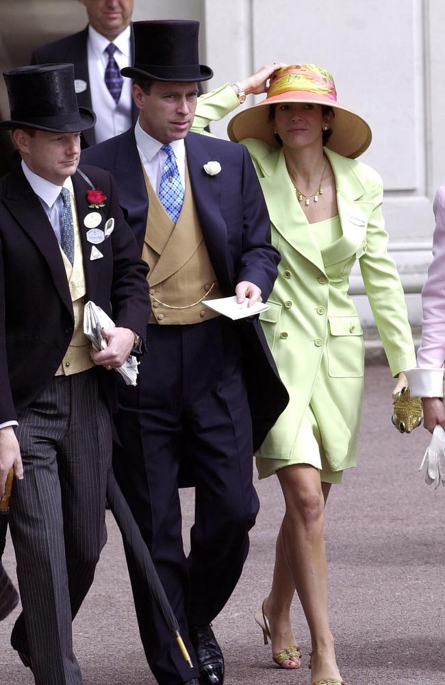 Prince Andrew and Ghislaine Maxwell at the Royal Ascot in 2000. Picture: Tim Graham Photo Library via Getty Images