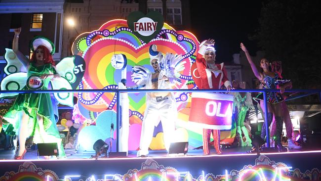 Police say they arrested four people during Saturday night’s Mardi Gras events throughout Sydney. Picture: NCA NewsWire / Jeremy Piper