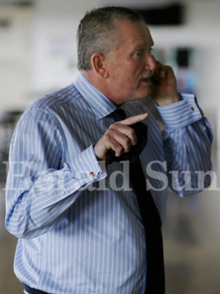 Stephen Dank on the phone after finding out that he had received a lifetime ban from the AFL for his part in the Essendon supplements saga. Picture: Michael Klein