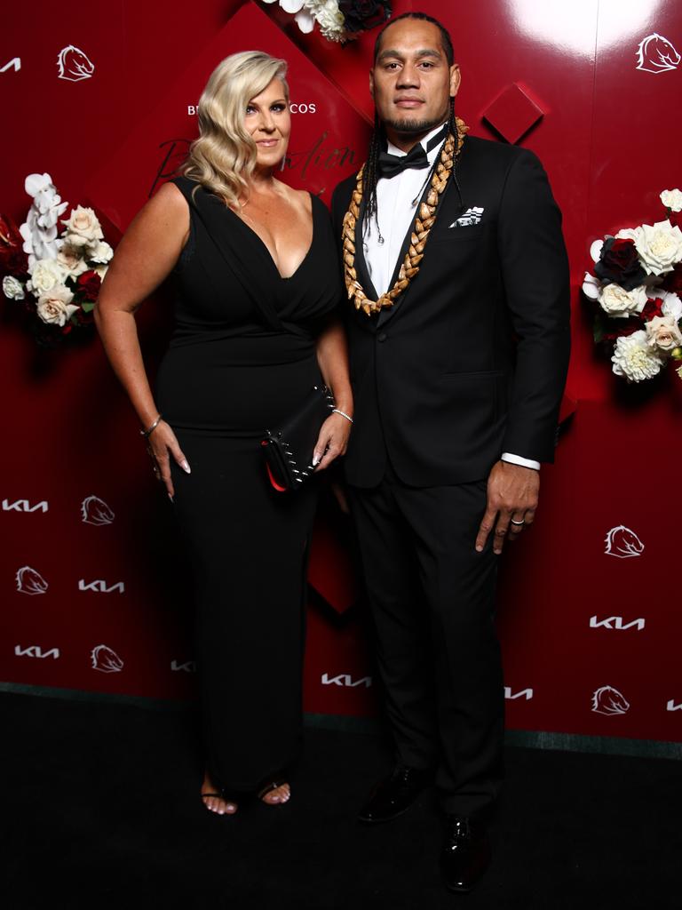 Marty and Michelle Taupau at the Broncos awards night. Picture: David Clark