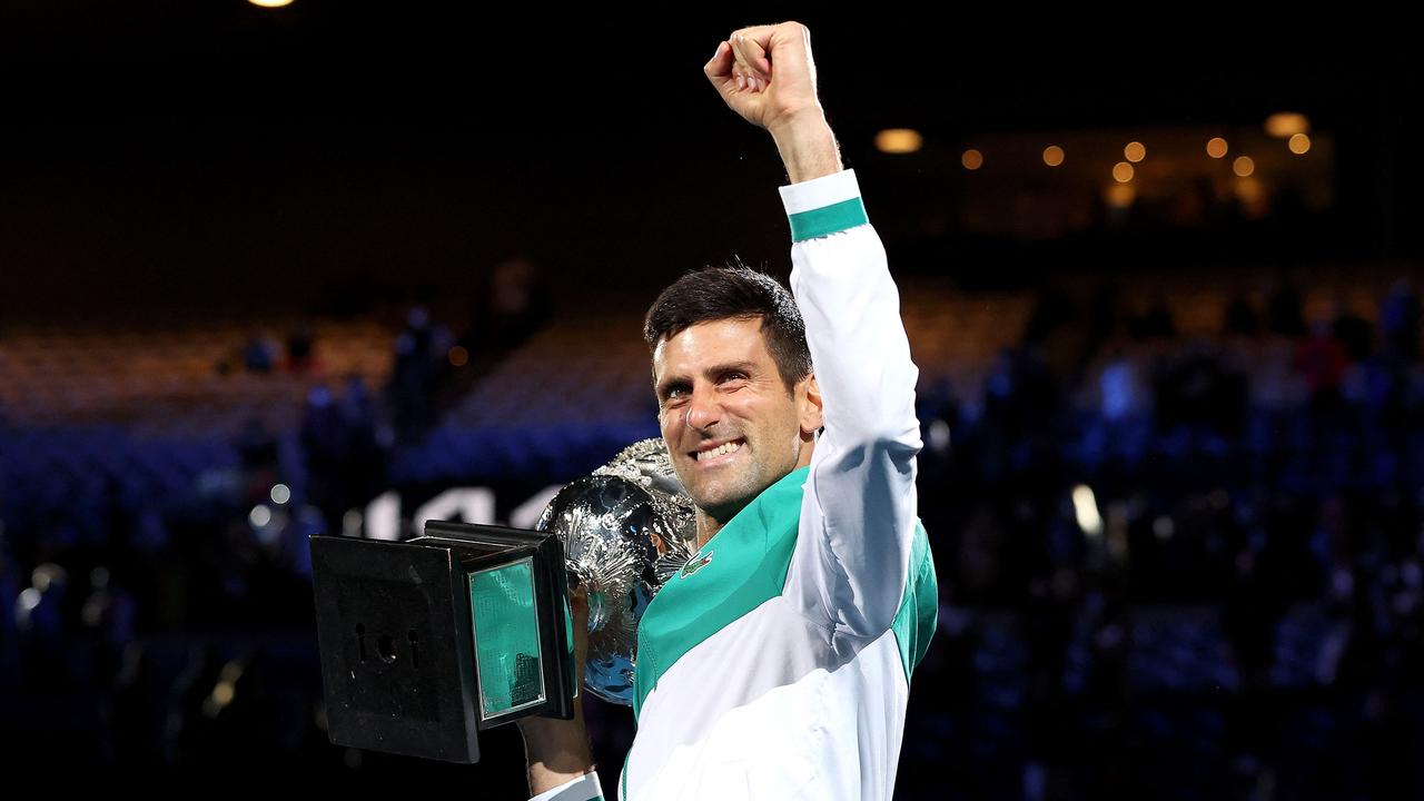 Novak Djokovic’s playing status for the Australian Open remains unclear because of the vaccination mandate. Picture: AFP