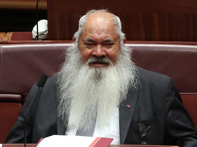 Senator Pat Dodson in Senate Chamber at Parliament House in Canberra. Picture Kym Smith