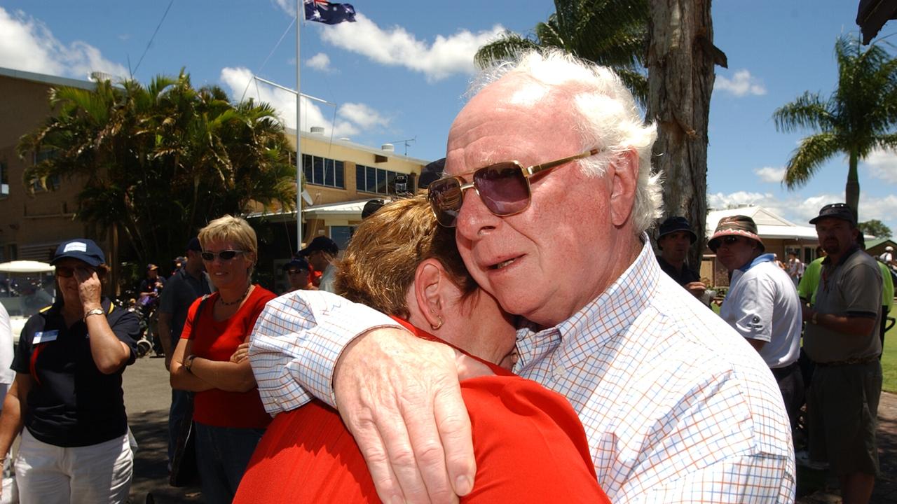 FLASHBACK: At the Day for Daniel at Horton Park Golf Club Denise Morcombe gets a hug from dad. Photo:David Thomas