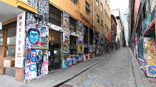 The student was attacked while on an excursion in Hosier Lane. Picture: AAP