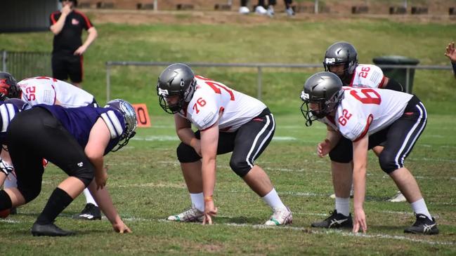 Offensive lineman Will Moore (No.62) in action.