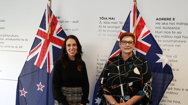 Australian Foreign Minister Marise Payne and New Zealand Prime Minister Jacinda Ardern. Picture: Getty